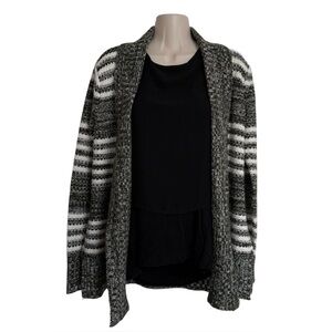 Oversized Knit Cardigan Sweater + Sleeveless Layered Blouse, Size Small, 2pc Set